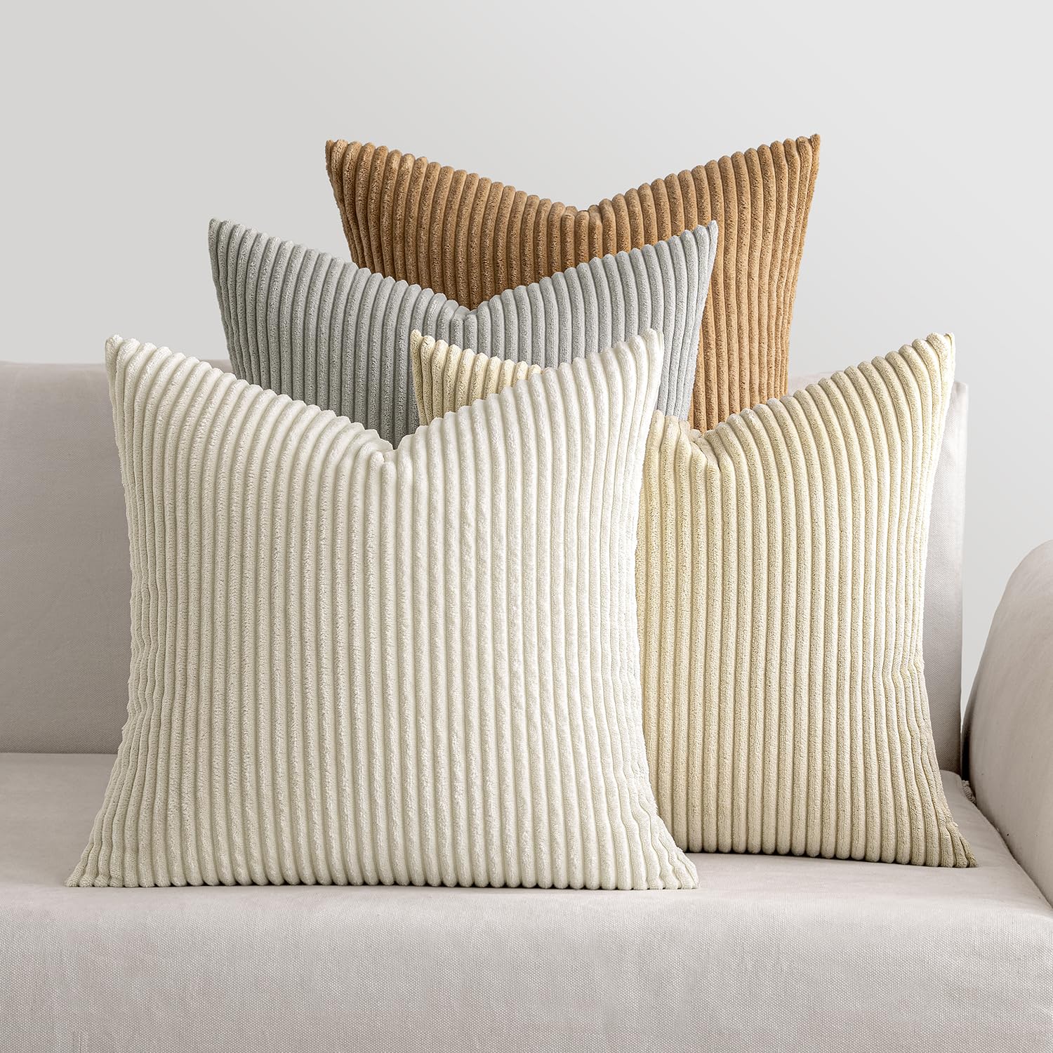 MIULEE Summer Boho Farmhouse Sage Green Throw Pillow Covers 18x18 Inch Set of 4 Mordern Nordic Cushion Covers Soft Corduroy Home Decor for Couch Bed Sofa Living Room Forest Green