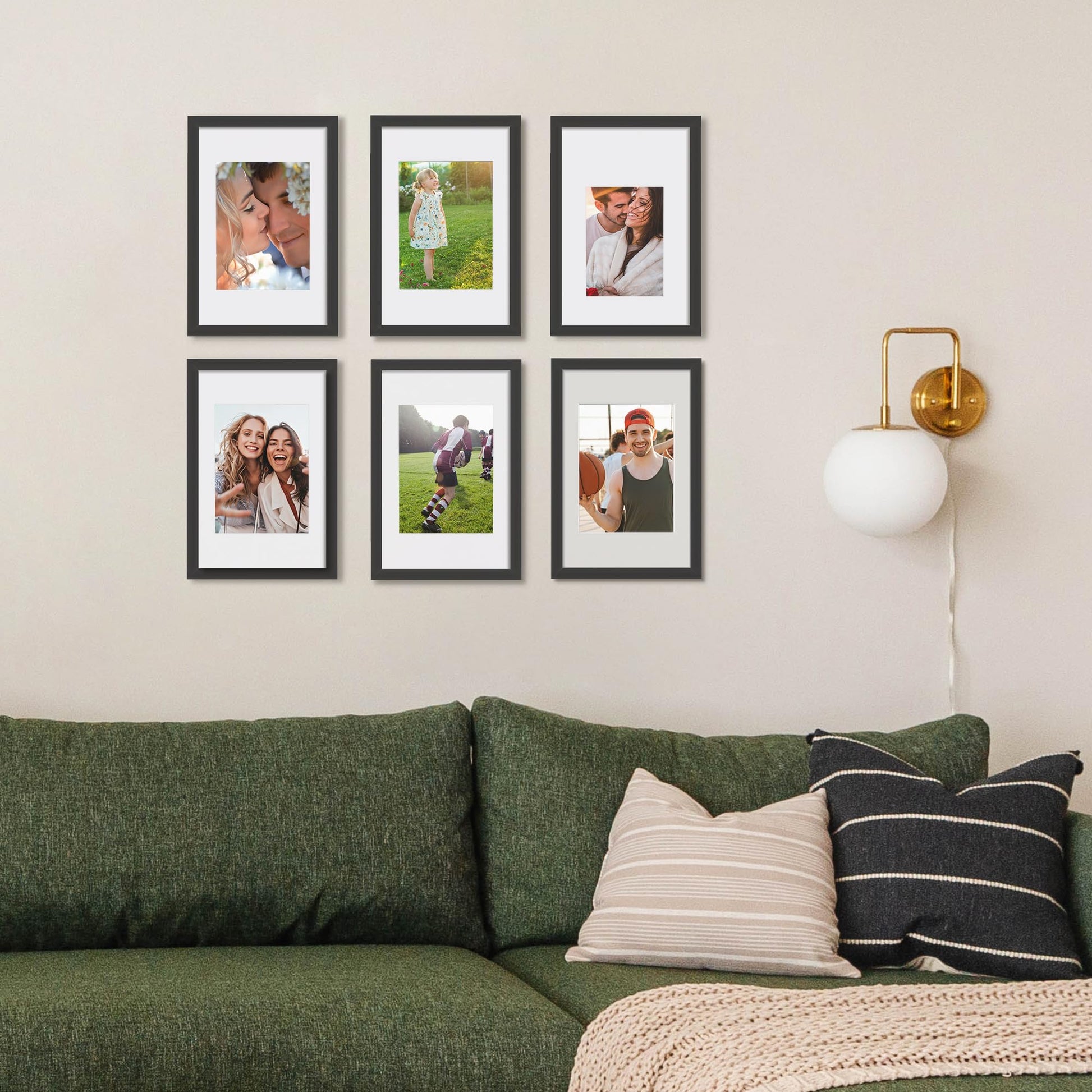 upsimples 11x14 Picture Frame Set of 5, Display Pictures 8x10 with Mat or 11x14 Without Mat, Wall Gallery Photo Frames, Black