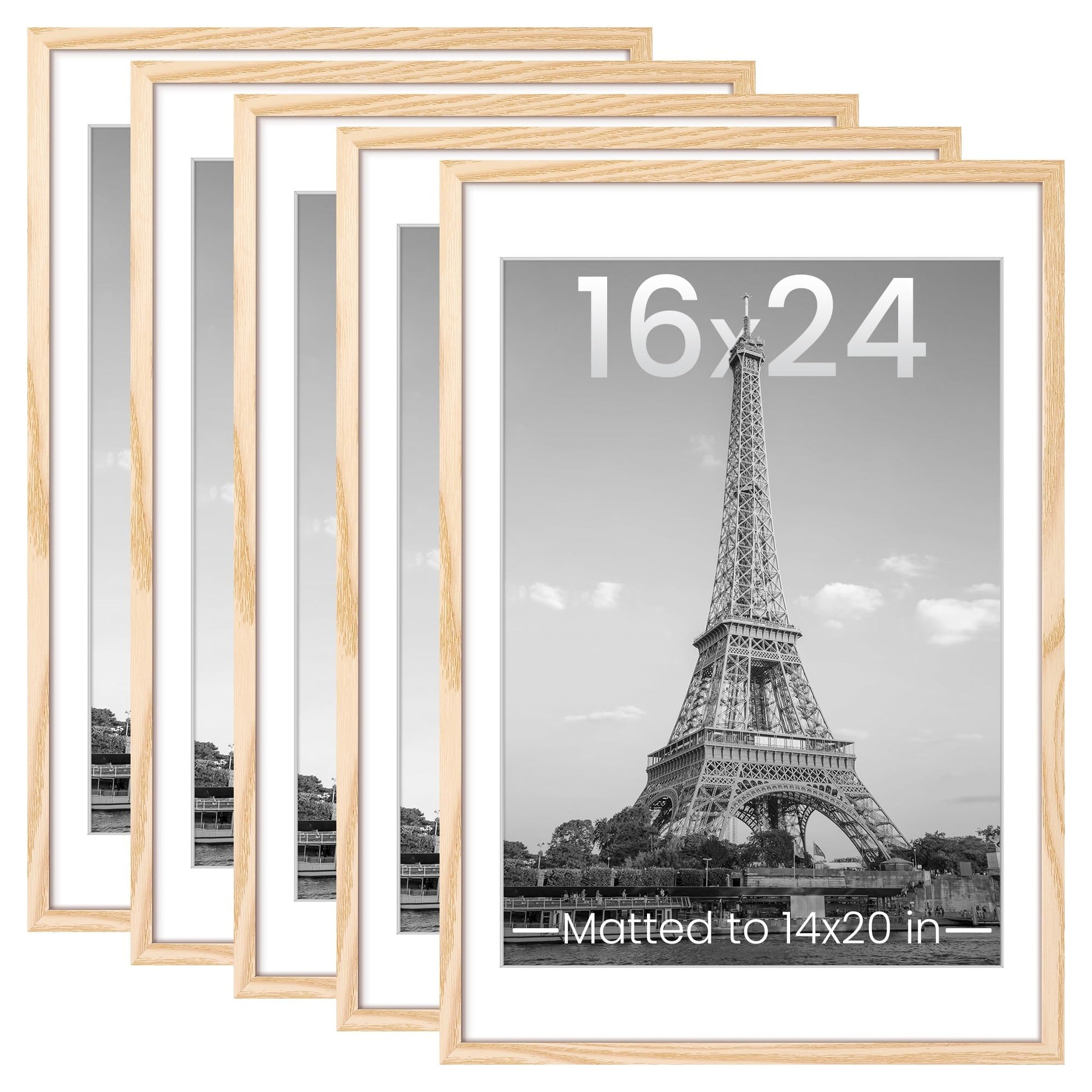 upsimples 11x14 Picture Frame Set of 5, Display Pictures 8x10 with Mat or 11x14 Without Mat, Wall Gallery Photo Frames, Black