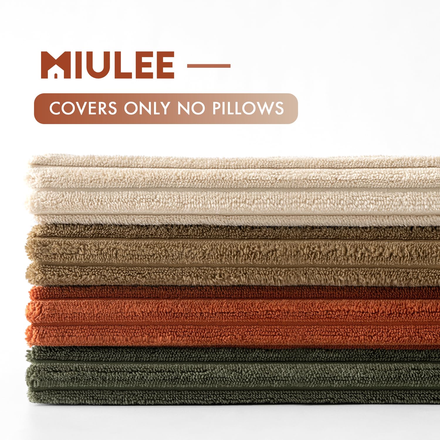MIULEE Summer Boho Farmhouse Sage Green Throw Pillow Covers 18x18 Inch Set of 4 Mordern Nordic Cushion Covers Soft Corduroy Home Decor for Couch Bed Sofa Living Room Forest Green